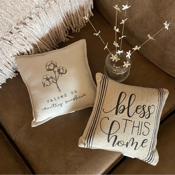Other - Pillows⭐️NWT ~ Set of 2 Small Cream Boho/Farmhouse